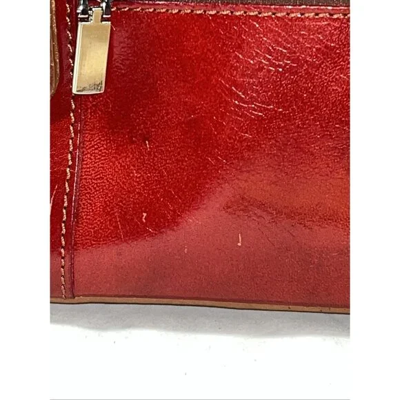 Christian Florence Made In Italy Leather HandBag Red With Brown Handle Dust Bag - Picture 5 of 15